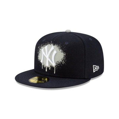 Blue New York Yankees Hat - New Era MLB Drip Front 59FIFTY Fitted Caps USA2879305